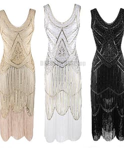 Flapper Vintage Sleeveless Sequin Embellished Full Fringed Dress FLAPPER DRESSES color: C1|C2|C3|C4|C5|C6|C7|C8|C9