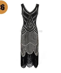 Flapper Vintage Sleeveless Sequin Embellished Full Fringed Dress FLAPPER DRESSES Color: C6 Size: XS