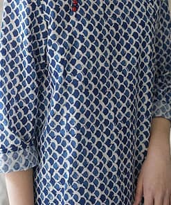 Buckle Retro Stand Plate Floral Print Dress BUCKLE DRESSES color: Blue