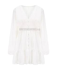 Daytime Deep Plunge V Neck Ruche Ruffle Dress DAYTIME DRESSES color: Black|White
