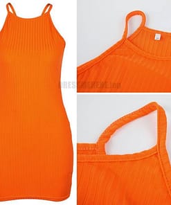 Bodycon Tank Slim Mini Knitted Dress DAYTIME DRESSES color: Black|Gray|Ivory|Orange|Red