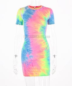 Neon Color Tye Dye Rainbow Sexy Dress NEON COLOR DRESSES color: Blue|Orange|see chart