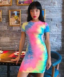 Neon Color Tye Dye Rainbow Sexy Dress NEON COLOR DRESSES color: Blue|Orange|see chart