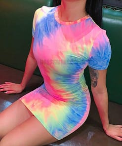 Neon Color Tye Dye Rainbow Sexy Dress NEON COLOR DRESSES color: Blue|Orange|see chart