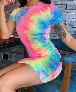 Neon Color Tye Dye Rainbow Sexy Dress NEON COLOR DRESSES color: Blue|Orange|see chart