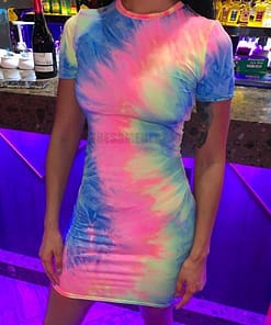 Neon Color Tye Dye Rainbow Sexy Dress NEON COLOR DRESSES color: Blue|Orange|see chart