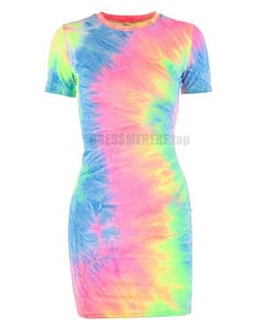 Neon Color Tye Dye Rainbow Sexy Dress NEON COLOR DRESSES color: Blue|Orange|see chart