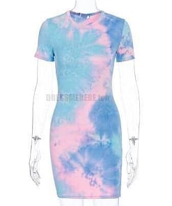 Neon Color Tye Dye Rainbow Sexy Dress NEON COLOR DRESSES Color: Blue Size: XL