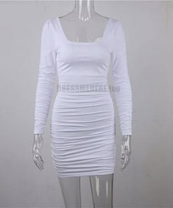 Neon Color Square neck Rushed Dress NEON COLOR DRESSES color: Neon Green|White