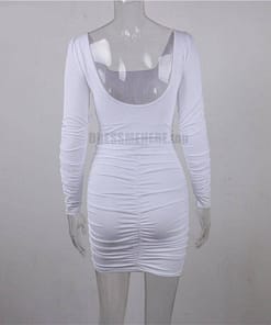 Neon Color Square neck Rushed Dress NEON COLOR DRESSES color: Neon Green|White