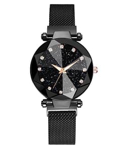 Starry Sky Clock Luxury Fashion Diamond Quartz Wrist Watches GIFTS Color: Black