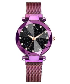 Starry Sky Clock Luxury Fashion Diamond Quartz Wrist Watches GIFTS Color: Purple