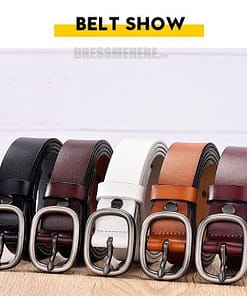 Women Genuine Leather Pin Buckles Vintage Belt GIFTS color: Black|black-coffee|black-orange|coffee|Orange|redbrown|White