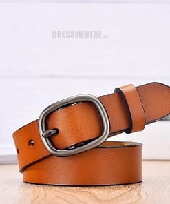 Women Genuine Leather Pin Buckles Vintage Belt GIFTS Color: Orange Belt Length: 115cm 34to36 inch