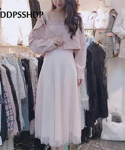 Fashion 2019 Women Dress with Out Wear Apricot Blue Pink Color Two Piece Suit Spring Female Dresses DRESSES FOR WORK Color: Pink Size: S