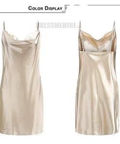 Satin Tulip Hem Mini Party Night Club Sleeveless Dress SATIN TULIP HEM MINI DRESSES color: Champane