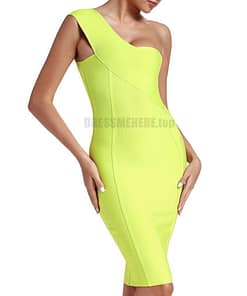 Ocstrade Celebrity Bandage Dress New Arrival 2020 Summer Women Neon Green Bandage Dress Bodycon One Shoulder Evening Party Dress NEON ZIP UP DRESSES color: Black|Blue|Neon Green|Neon Orange|Neon Pink|White