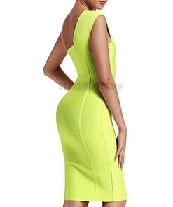 Ocstrade Celebrity Bandage Dress New Arrival 2020 Summer Women Neon Green Bandage Dress Bodycon One Shoulder Evening Party Dress NEON ZIP UP DRESSES color: Black|Blue|Neon Green|Neon Orange|Neon Pink|White