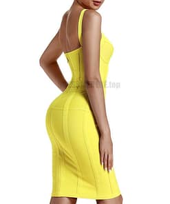 Ocstrade Bandage Dresses Bodycon Vestidos 2021 New Arrival Women Striped Neon Yellow Bandage Dress Rayon Sexy Party Summer Dress NEON ZIP UP DRESSES color: Gray|Pink|Yellow