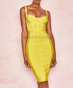 Ocstrade Bandage Dresses Bodycon Vestidos 2021 New Arrival Women Striped Neon Yellow Bandage Dress Rayon Sexy Party Summer Dress NEON ZIP UP DRESSES Color: Yellow Size: XS