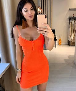 Dulzura ribbed knitted neon women mini dress sexy solid bodycon 2020 summer festival streetwear clothes party elegant clothing NEON COLOR DRESSES color: Orange|yellow green