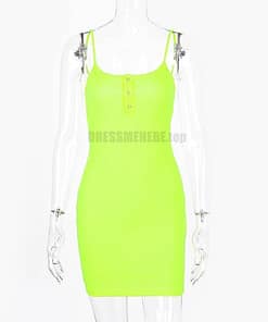 Dulzura ribbed knitted neon women mini dress sexy solid bodycon 2020 summer festival streetwear clothes party elegant clothing NEON COLOR DRESSES color: Orange|yellow green