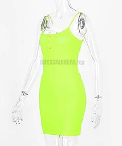 Dulzura ribbed knitted neon women mini dress sexy solid bodycon 2020 summer festival streetwear clothes party elegant clothing NEON COLOR DRESSES color: Orange|yellow green