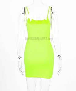 Dulzura ribbed knitted neon women mini dress sexy solid bodycon 2020 summer festival streetwear clothes party elegant clothing NEON COLOR DRESSES color: Orange|yellow green