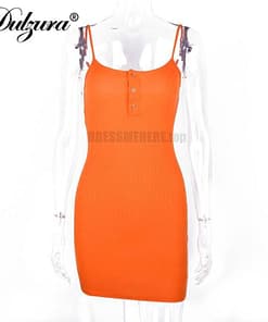Dulzura ribbed knitted neon women mini dress sexy solid bodycon 2020 summer festival streetwear clothes party elegant clothing NEON COLOR DRESSES color: Orange|yellow green