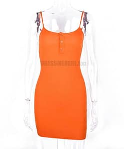 Dulzura ribbed knitted neon women mini dress sexy solid bodycon 2020 summer festival streetwear clothes party elegant clothing NEON COLOR DRESSES Color: Orange Size: M