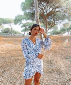 snakeskin print ruffle dress lantern sleeve v neck sexy dresses spring autumn sukienka letnia za 2020 women vestido de mujer NEON COLOR DRESSES color: Blue|Brown|Pink