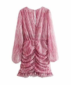 snakeskin print ruffle dress lantern sleeve v neck sexy dresses spring autumn sukienka letnia za 2020 women vestido de mujer NEON COLOR DRESSES color: Blue|Brown|Pink
