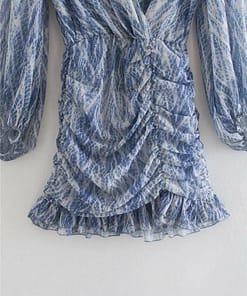 snakeskin print ruffle dress lantern sleeve v neck sexy dresses spring autumn sukienka letnia za 2020 women vestido de mujer NEON COLOR DRESSES color: Blue|Brown|Pink