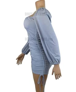 Bodycon Rushed Drawstring Puff Sleeve Mini Dress BEST BODYCON DRESSES color: Black|Blue|Light blue|Light pink|Pink|Purple|Red|White