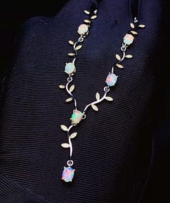 Natural Oval Opal Silver Fire Color Necklace ACCESSORIES ba2a9c6c8c77e03f83ef8b: 45cm