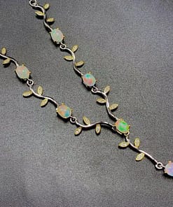 Natural Oval Opal Silver Fire Color Necklace ACCESSORIES ba2a9c6c8c77e03f83ef8b: 45cm