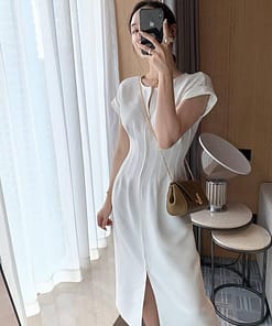 New Summer Women Solid Color Elegant Vestidos White Party Bodycon Work Office Lady Female Slim Dress DRESSES FOR WORK color: Black|White