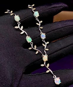 New natural opal necklace women 925 silver necklace fire color super shiny luxury elegant style ACCESSORIES ba2a9c6c8c77e03f83ef8b: 45cm