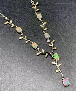 New natural opal necklace women 925 silver necklace fire color super shiny luxury elegant style ACCESSORIES ba2a9c6c8c77e03f83ef8b: 45cm