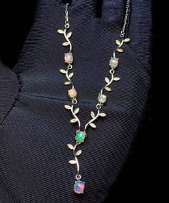 New natural opal necklace women 925 silver necklace fire color super shiny luxury elegant style ACCESSORIES ba2a9c6c8c77e03f83ef8b: 45cm