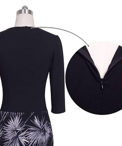 Nice-forever One-piece Faux Jacket Vintage Elegant Patterns Work dress Office Bodycon Female 3/4 Sleeve Sheath Women Dress b237 BEST BODYCON DRESSES color: Black and Flower|Blk and houndstooth|Light pink|Navy and white