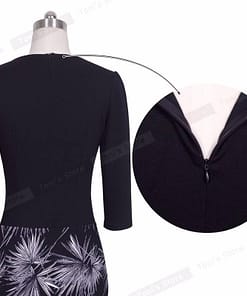 Nice-forever One-piece Faux Jacket Vintage Elegant Patterns Work dress Office Bodycon Female 3/4 Sleeve Sheath Women Dress b237 BEST BODYCON DRESSES color: Black and Flower|Blk and houndstooth|Light pink|Navy and white