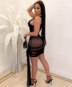 Ribbons Mesh See Through Bodycon Party Dresses Summer Women Sexy Clubwear Mini Dress Solid Sleeveless Female Outfits Vestidos BEST BODYCON DRESSES color: C|D|E|F|G|H|I|J|K|L1|N|O|P|Q|R|S1|T|U