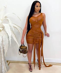 Ribbons Mesh See Through Bodycon Party Dresses Summer Women Sexy Clubwear Mini Dress Solid Sleeveless Female Outfits Vestidos BEST BODYCON DRESSES color: C|D|E|F|G|H|I|J|K|L1|N|O|P|Q|R|S1|T|U
