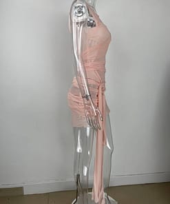 Ribbons Mesh See Through Bodycon Party Dresses Summer Women Sexy Clubwear Mini Dress Solid Sleeveless Female Outfits Vestidos BEST BODYCON DRESSES color: C|D|E|F|G|H|I|J|K|L1|N|O|P|Q|R|S1|T|U
