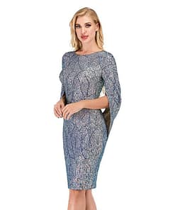 Sexy Elegant office Sequin Dress Women Summer vintage Club Mini Evening Party Bodycon Dress casual woman dresses vestidos 2021 BEST BODYCON DRESSES color: Blue