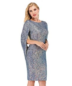 Sexy Elegant office Sequin Dress Women Summer vintage Club Mini Evening Party Bodycon Dress casual woman dresses vestidos 2021 BEST BODYCON DRESSES color: Blue