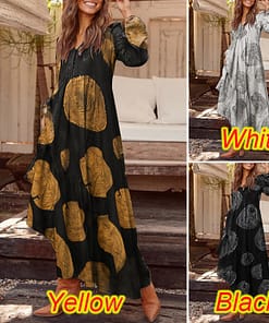 Bohemian Shirt Dress Women’s Maxi Sundress ZANZEA 2021 Spring Elegant Casual V Neck Ruflle Vestido Female Long Sleeve Tunic Robe NEON COLOR DRESSES color: A Beige|A Black|A Wine Red|B Blue|B Wine Red|B Yellow|C Black|C White|C Yellow