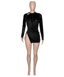 Beyprern New Chic Zipped Mini Dress(Royal Blue) Womens Long Sleeve Side Slit Skinny Velvet Short Party Dress Birthday Outfits LONG SLEEVE ZIP UP DRESSES color: Black|Blue|Pink