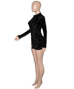 Beyprern New Chic Zipped Mini Dress(Royal Blue) Womens Long Sleeve Side Slit Skinny Velvet Short Party Dress Birthday Outfits LONG SLEEVE ZIP UP DRESSES color: Black|Blue|Pink